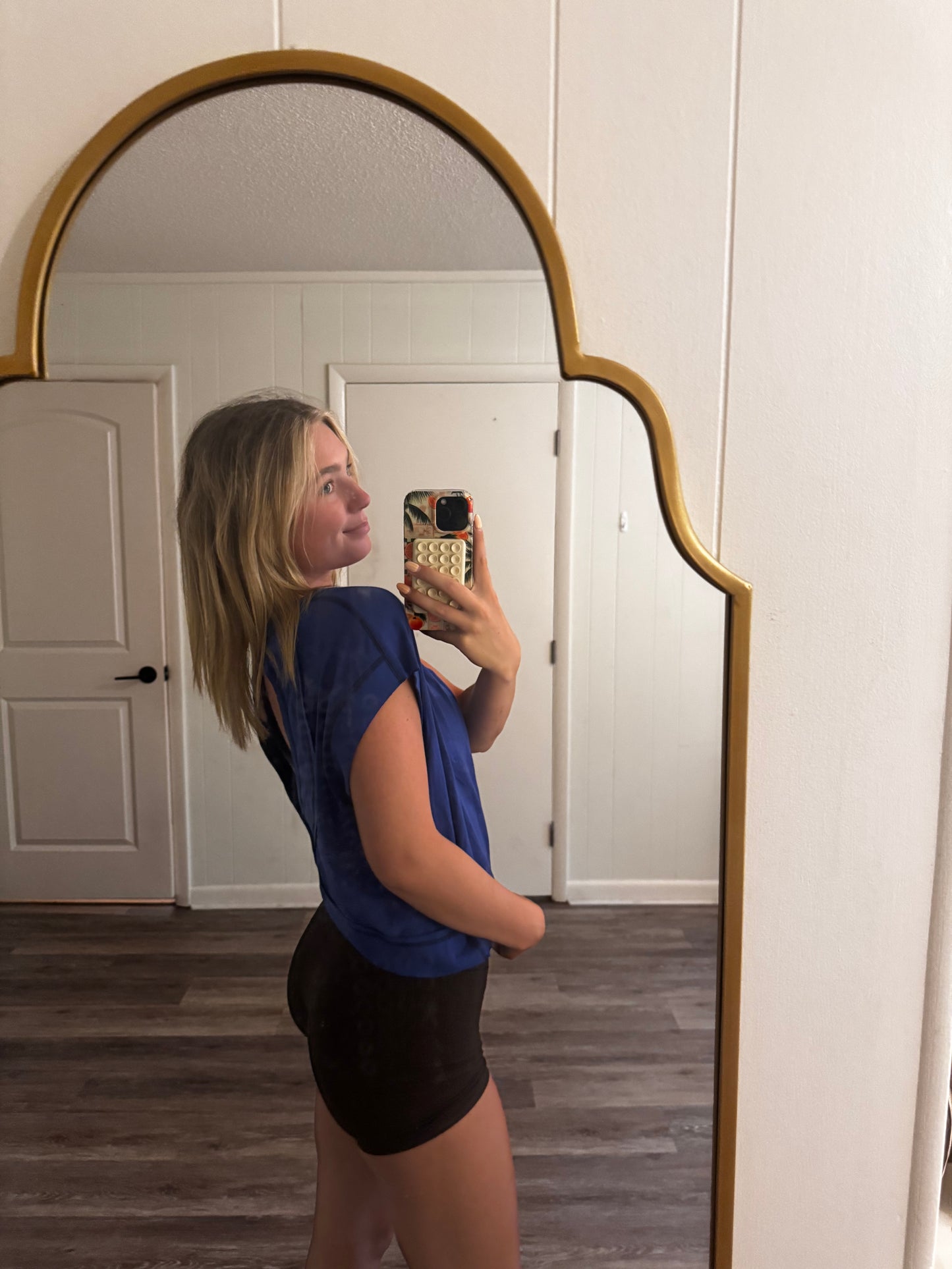 Blue Open Back Top