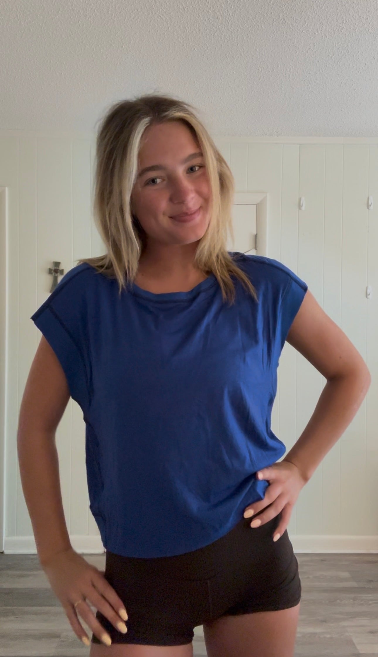 Blue Open Back Top