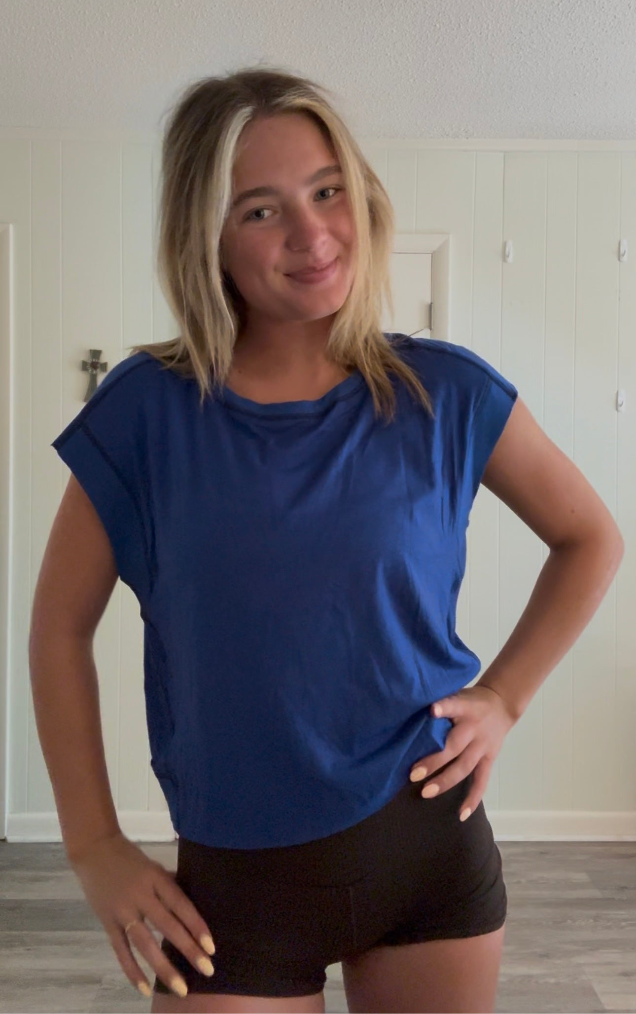 Blue Open Back Top